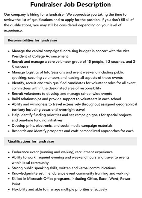 charity fundraiser job description|fundraising roles.